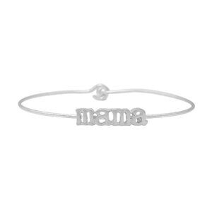 Silvertone Mama Inspirational Message Stencil Wire Hook Clasp Bangle Bracelet